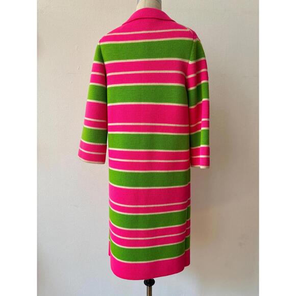 Vintage 1960s Neon Striped Wool Italian Knit Sweater Coat - Picture 6 of 8